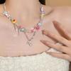 Candy Sweetheart Tide Niche Design Sense Sweet Necklace Female Color Beaded Childlike Collarbone Chain Bracelet