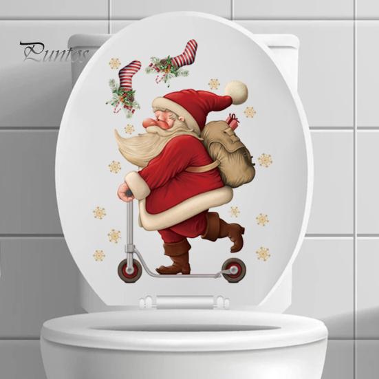Adesivo Natalizio Per WC - Babbo Natale 25x29 Cm, Decorazione Divertente Per Bagno, Impermeabile, Autoadesivo