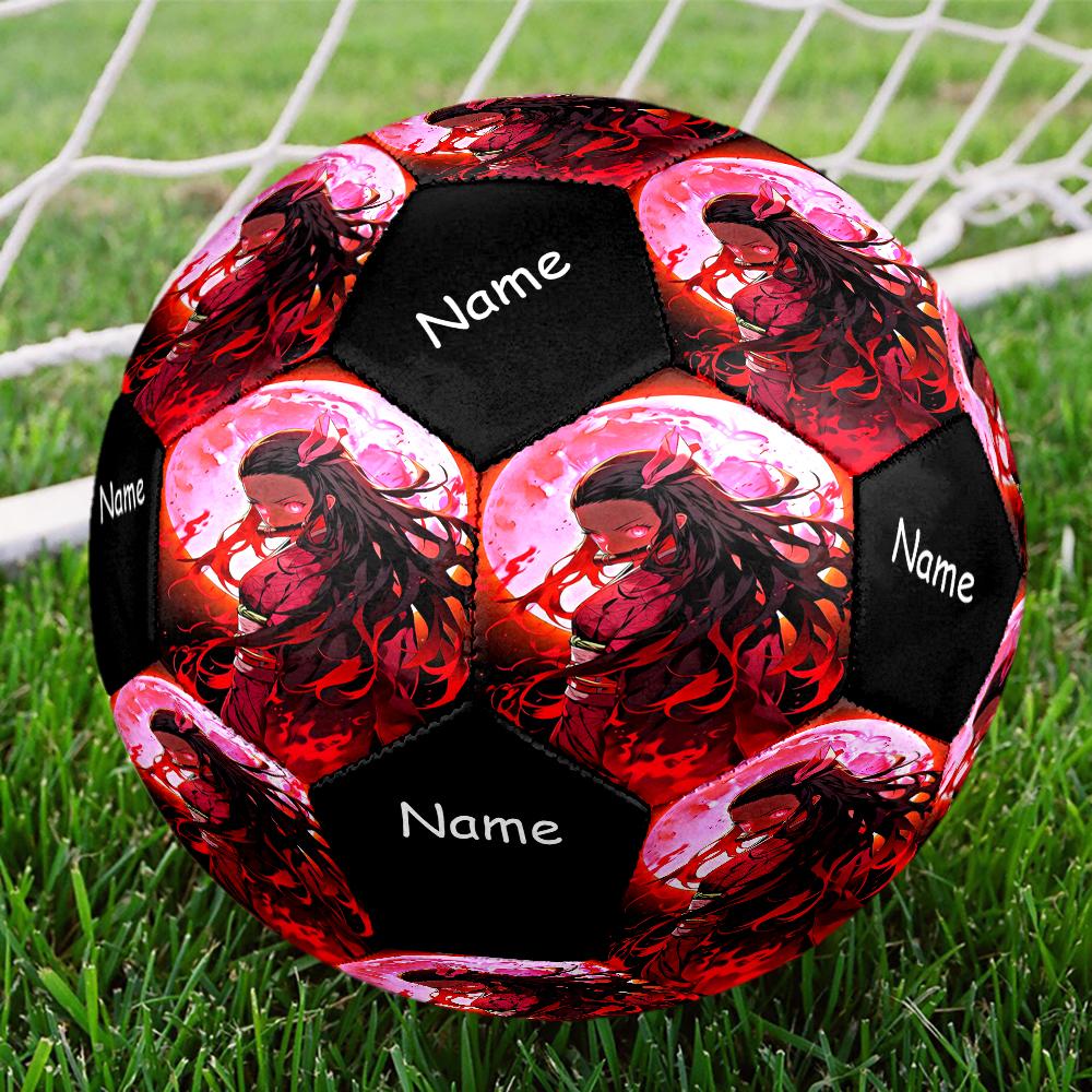 Custom Name Demon Slayer Theme Size 5 Soccer Ball, Suitable for Both Indoor and Outdoor Matches, a Gift Suitable for Everyone.