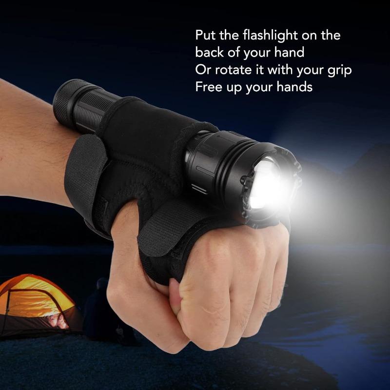 Universal Nylon Diving Flashlight Gloves, Hands‑Free Adjustable Wristband Torch Holder for Underwater Diving Fishing Hunting Outdoor Water Sport Use
