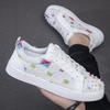 Rivet Personality Student Social Casual Shoes Male and Female Couples Ripped Canvas Shoes Fashion Breathable Board Shoes Red Bottom