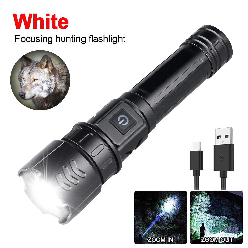 High Power Military Tactical Green Hunting Flashlight 10W 1800lumens 5 Lighting Modes LED Torch Zoomable Camping Hand Lamp