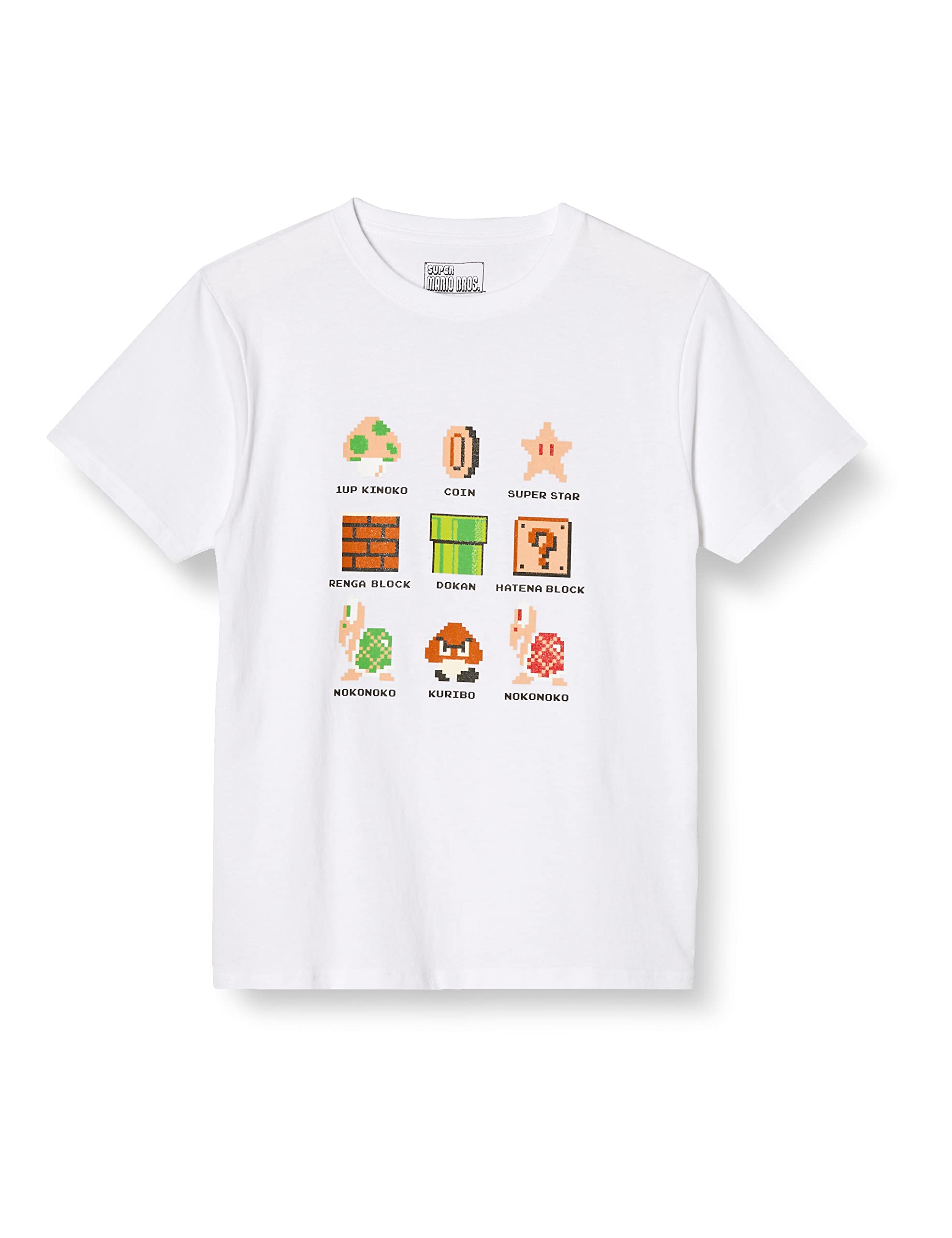 

Dot Collection Mario Goomba Nokonoko Hatena Block Retro Goods Белая 2 XL [Super Mario] Футболка мужская