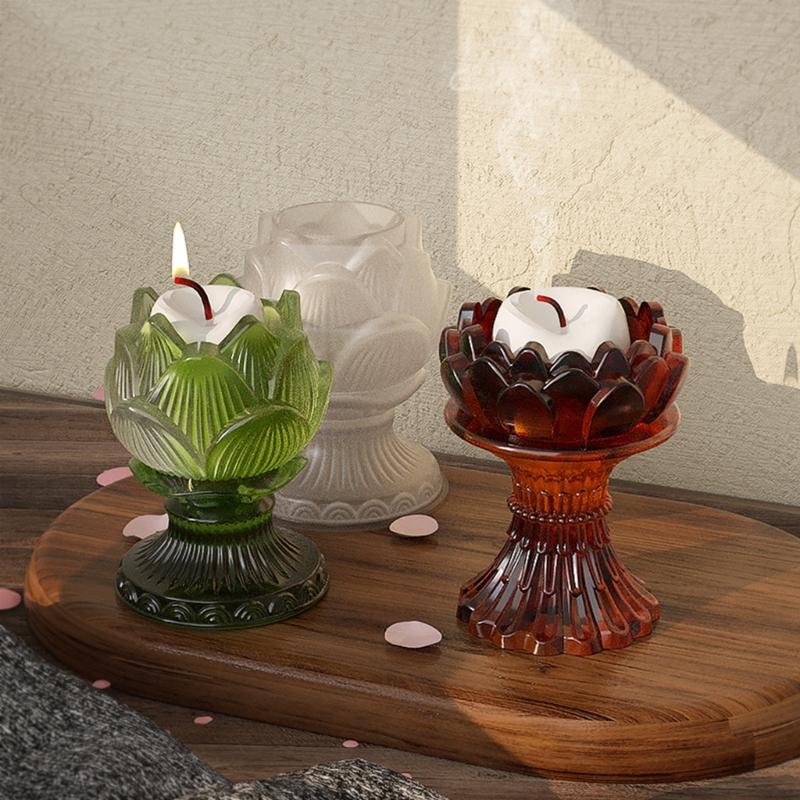 Lotus Mirror Candle Holder Resin Molds Tray Silicone Molds for Resin Epoxy Casting Mold for DIY Candlestick Jewelry