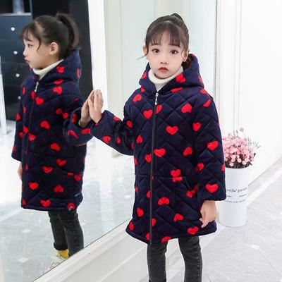 Salopette pour filles Épaissie avec velours Mi-longue à capuche Veste rembourrée Mode et chaude