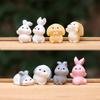 Figurine Miniature Cute Rabbit Micro Landscape Resin Ornaments For Home Decoration Kawaii Animal Bunny Room Desk Decor Gift