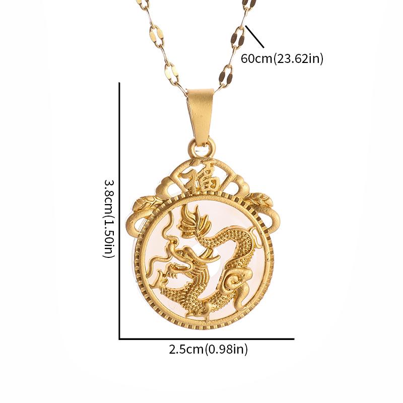 Exquis collier de bête dragon auspicieuse pour femmes Style ethnique Pendentif dragon des douze signes du zodiaque Bijoux amulette pour filles