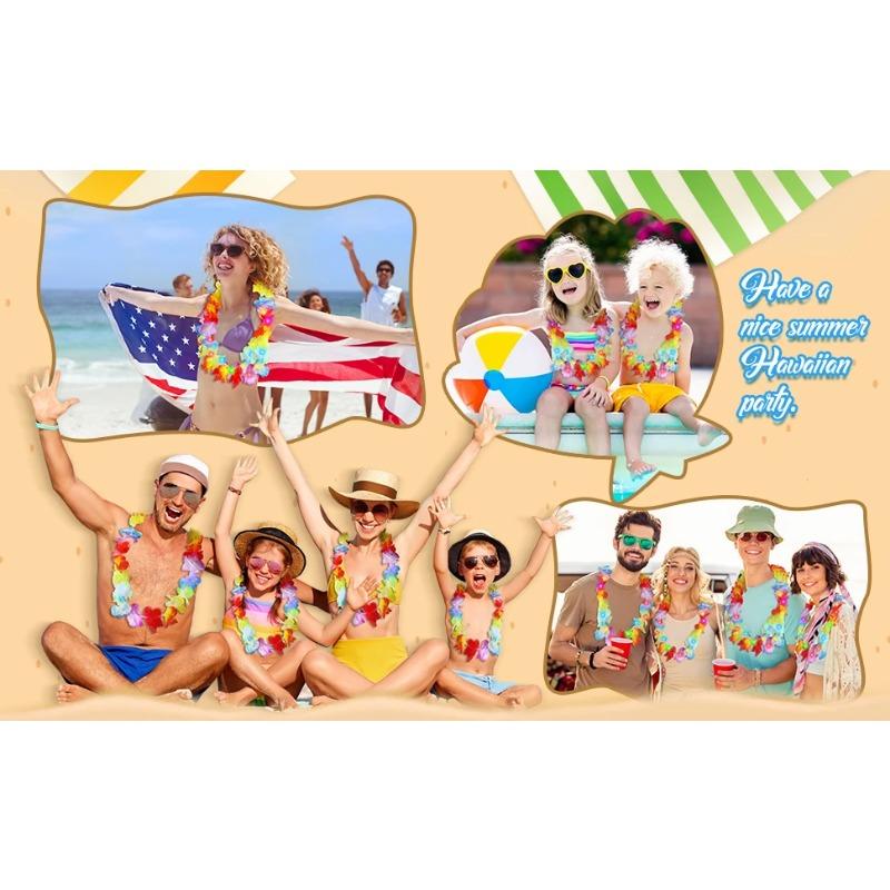 10Pcs LED Hawaiian Leis Light up Flower Leis Necklace Luau Flowers Wreath Garlands Beach Wedding Tropical Themed Party Supplies