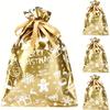 Christmas Drawstring Bags - 4pcs Large Size 29 * 43cm Xmas Gift Wrapping Bags, Green with White Snowflake and Bell, Christmas Tree for Party