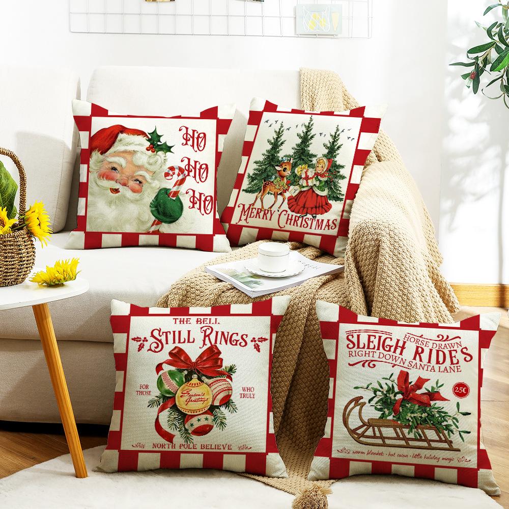 Red Santa Claus Warm Atmosphere Christmas Pillowcase Home Decoration Sofa Cushion Bedroom Pillowcase