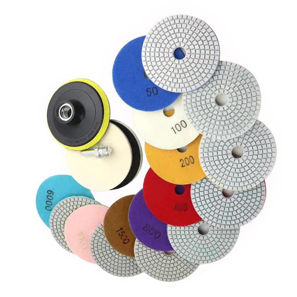 12Pcs Diamond Polishing Disc Diamond Polishing Pad Grinding Pad With Backing Plate Grinding Disc For Tiles Marble Granit