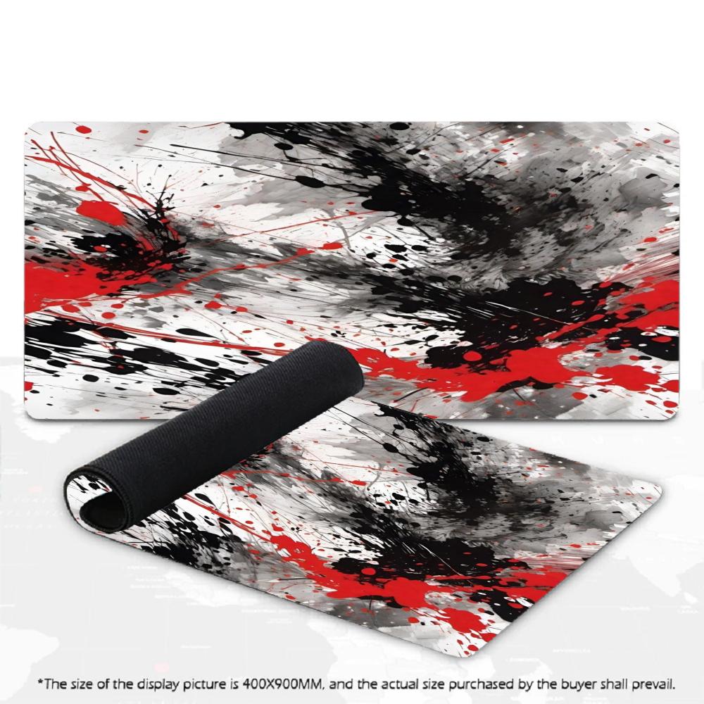 Red Black Ink Splash Mouse Pad Desk Mat Keyboard Pad XXL Large Non-Slip Rubber Table Mat for PC Gaming Office Home Desktop Decor