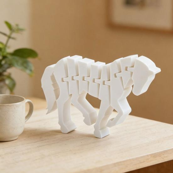 3D Printed Horse Figurine Movable Joints Stress Relief Toy Year of The Horse Ornament Articulated Fidget Toy for Desktop Bookshelf Decoration