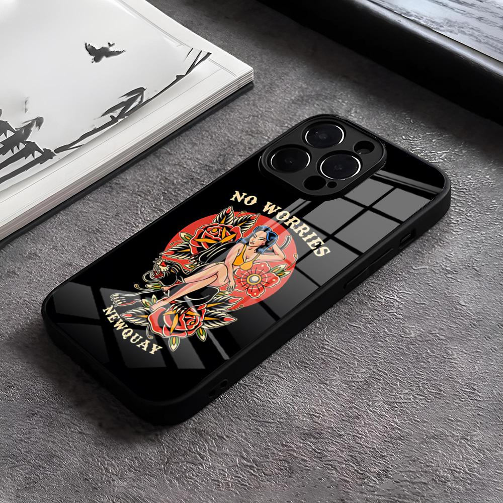 

Cool Old School Tattoo Phone Case For IPhone 17 15 Pro Max 12 16 14 Plus 11 13 Pro X XR XS 7 8 Plus SE Glass Cover iPhone15 Pro