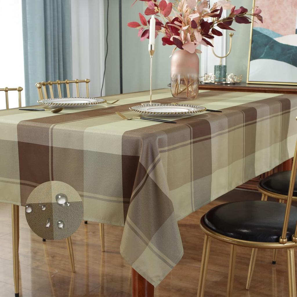 Rectangle Checkered Tablecloths Waterproof Farmhouse Indoor Outdoor Picnic Table Cover Holiday Party Kitchen Dining Table Decor