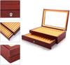 ybaymy Wooden Fountain Pen Case with 2 Drawers and Glass Luxury Pen Storage Case for Fountain Pen Collections 23-Piece Window,