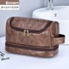 Men Double Layer Travel Toiletry Bag With Waterproof Pu Material For Business And Outdoor Use