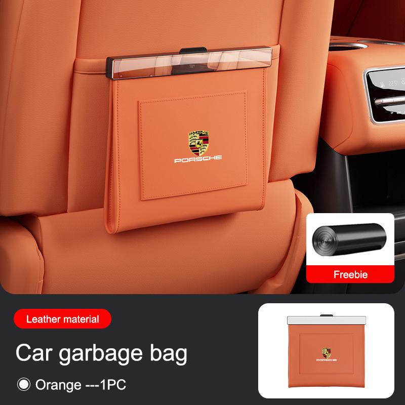 Magnetic Car Garbage Bag Waterproof Hanging Universal Trash For Porsche Cayenne Panamera Macan Boxster Cayman 718 911 Sticker