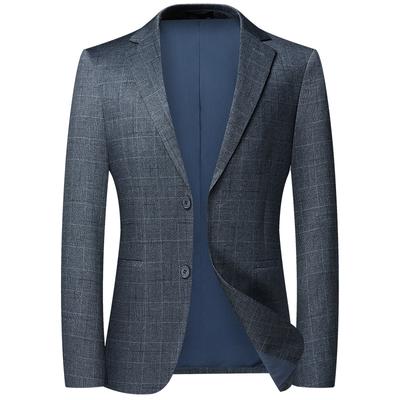 Spring and Autumn Thin Men's Suits, No Ironing, Slim Fit, Young and Middle-aged Plaid Small Suits, Casual Single Suits