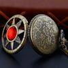 Magischer Rubin Pentagramm Quarz Taschenuhr Vintage Gentleman Stil Serie Halsketten Anhänger Uhr Gedenkgeschenk