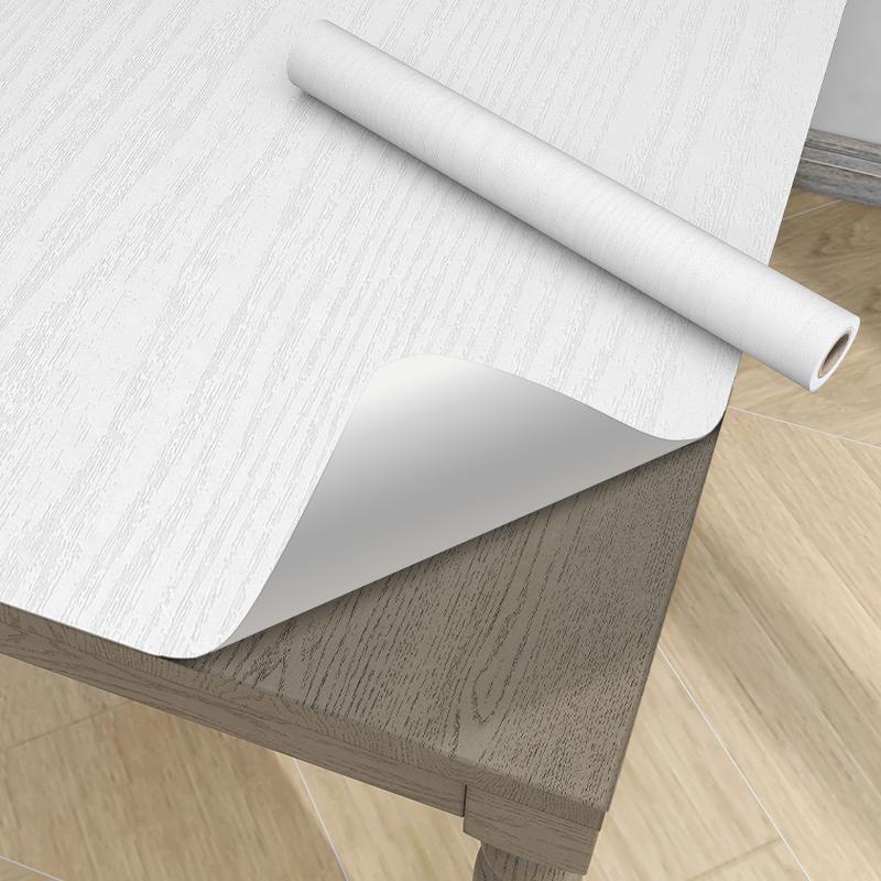 

Pure White Furniture Renovation Sticker Decoration Waterproof Desktop Wardrobe Door Wood Grain Self-Adhesive Household Wallpaper 40cm X 1m