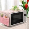 Pastoral Style Floral Plaid Prined Microwave Oven Fridge Thicken Dustproof Cover with Storage Bag
