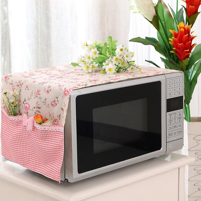 

Пасторальный стиль цветочный клетчатый принт микроволновая печь холодильник утолщенный пылезащитный чехол с сумкой для хранения