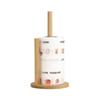 Bamboo Kitchen Countertop Tissue & Napkin Holder - Vertical Solid Wood Paper Roll, Cling Film, and Rag Rack with Paper Presser.