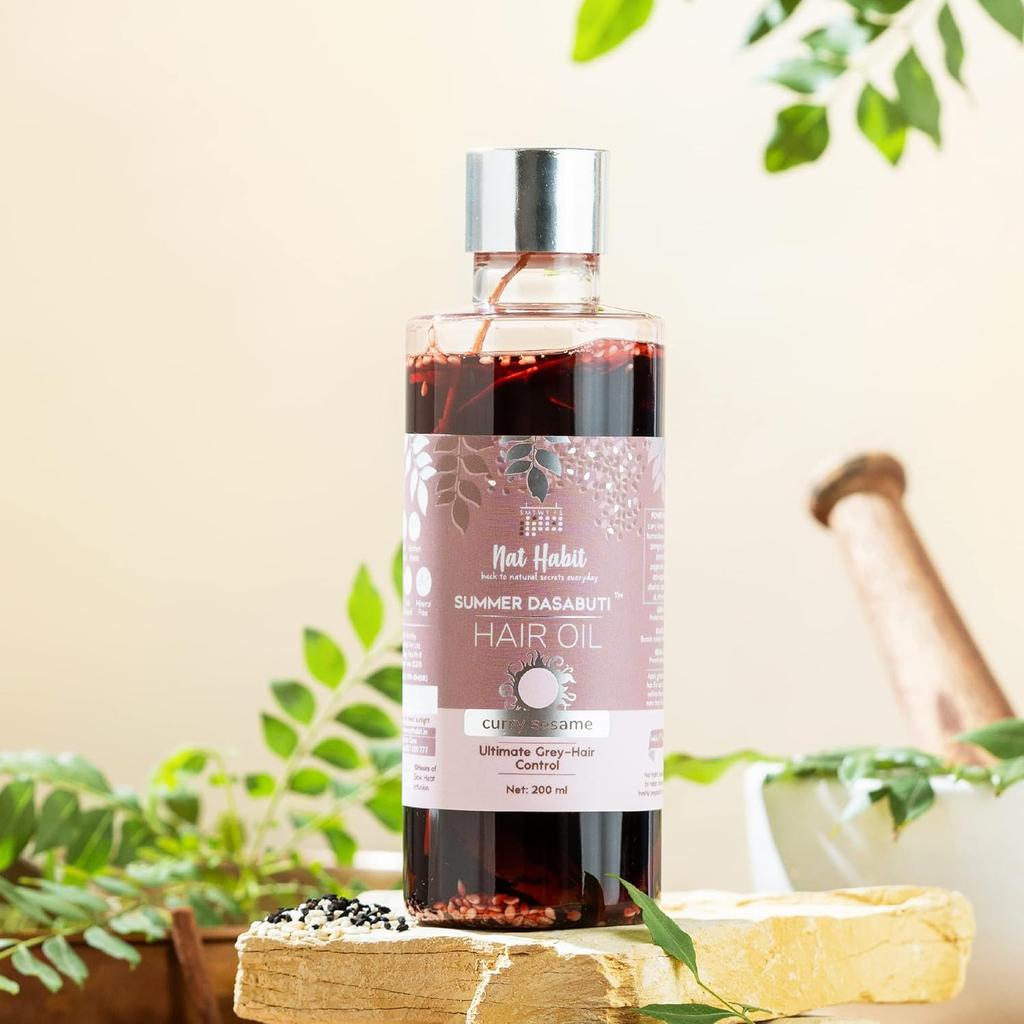 Nat Habit Curry Sesame Hair Oil For Oily, Dry, Normal, Curly And Colored Hair With Natural Herbs For Hair Care (100ml)