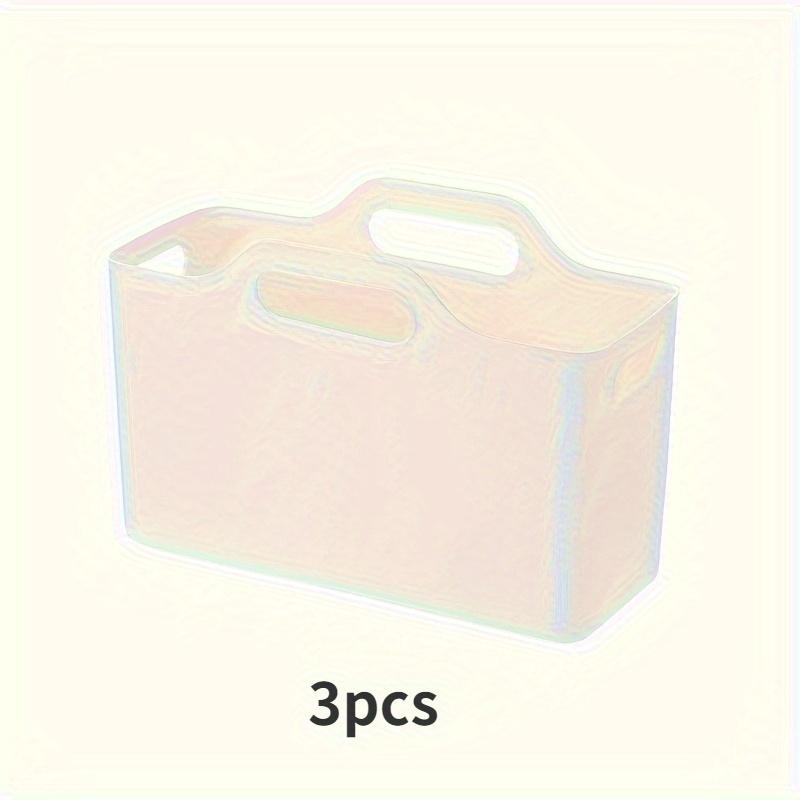 

3pcs Set Large Transparent Storage Baskets - Portable, Multi-Functional Organizer for Home & Bathroom