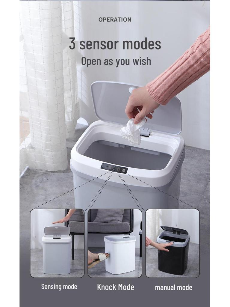 Silent Sensor Trash Can with Lid for Living Room, Bedroom, Bathroom, Kitchen