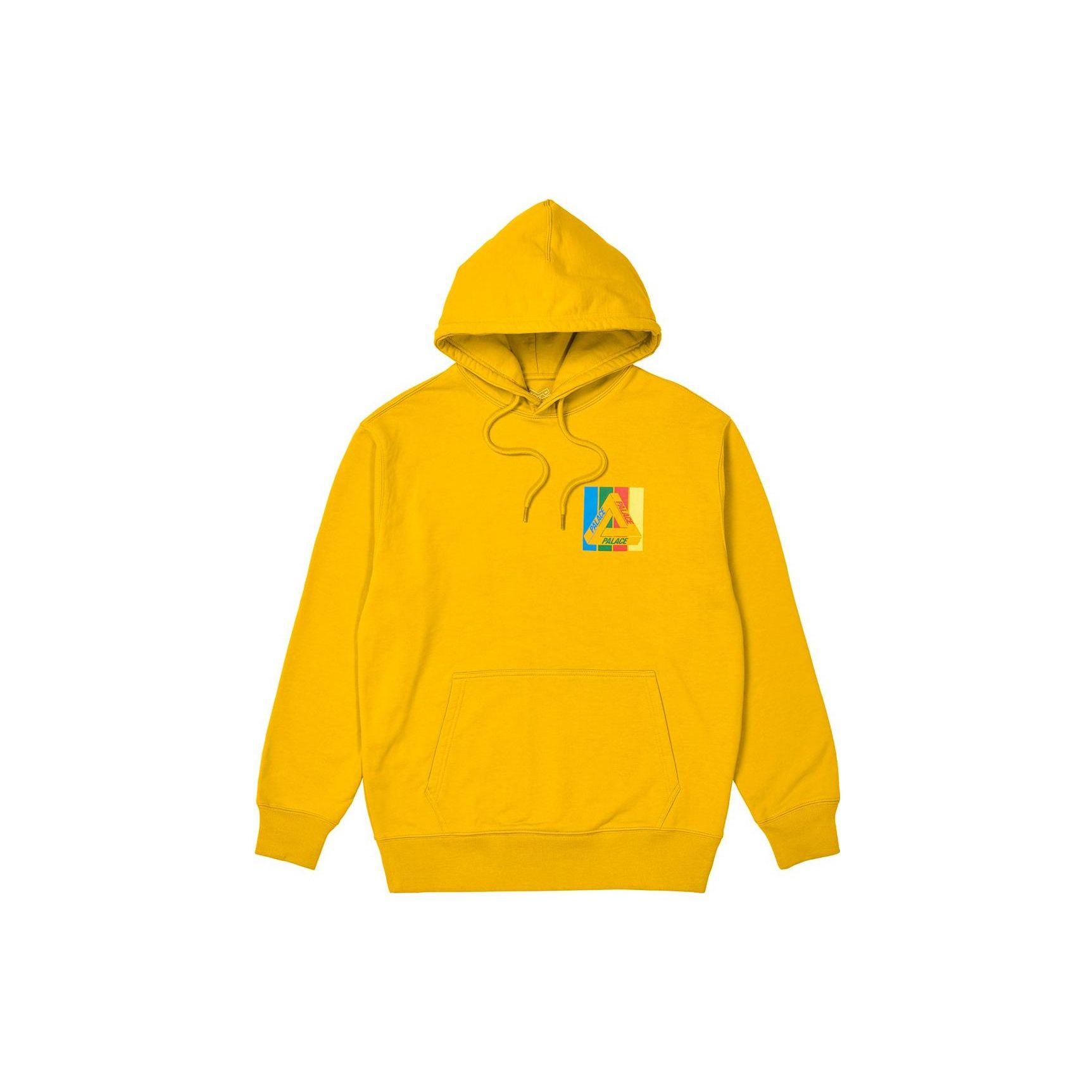 PALACE SS22 Tri-Emb Hood Yellow Brand Logo Triangle Pattern Print Pullover Hoodie Unisex Yellow P22HD102 S