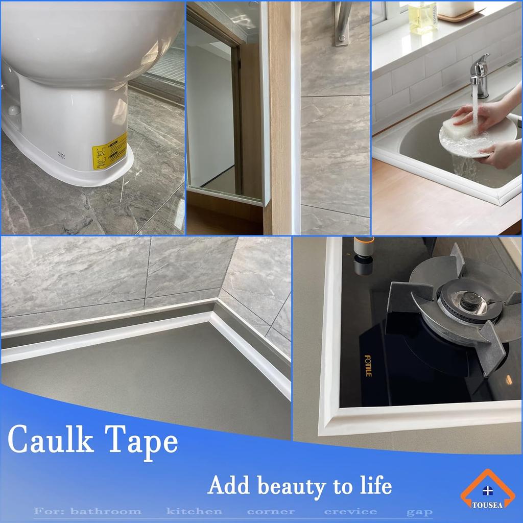 Bandă de Calafat Albă Impermeabilă Autoadezivă, Calafat Alb pentru Baie, Bandă Etanșantă pentru Toaletă, Bandă Etanșantă pentru Cadă, Bandă pentru Calafatare Baie, Calafat pentru Duș