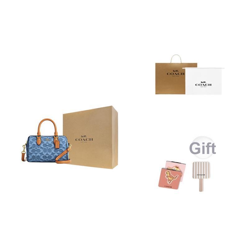 Coach Rowan 18 Classico Logo Tela Chiusura Superiore con Zip Tracolla Staccabile Borsa Boston Borse da Donna Indaco CDQ36-IMTYV
