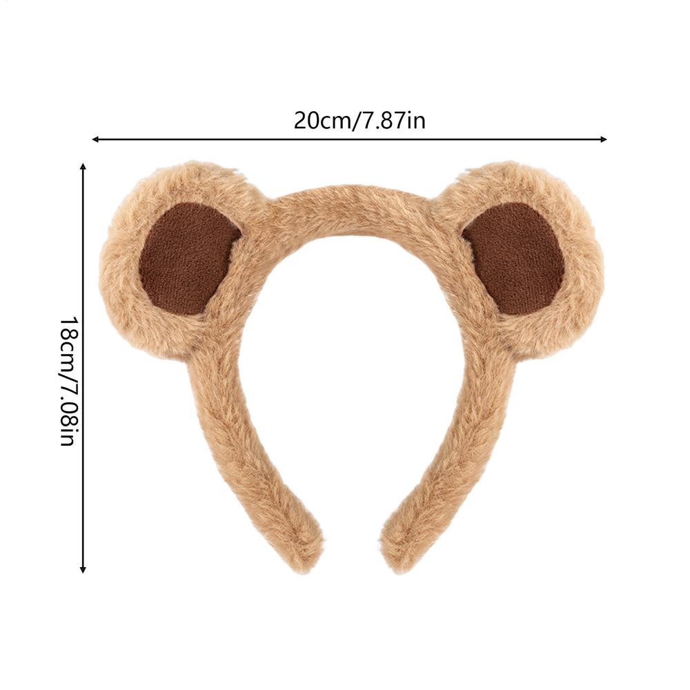 Cartoon Plush Brown Bear Ears Headband For Women Girls Hair Accessories Holiday Christmas Parties Hair Hoop