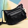 Women Shoulder Bag PU Leather Multi Zipper Pocket Adjustable Strap Purses Lady Casual Crossbody Bag