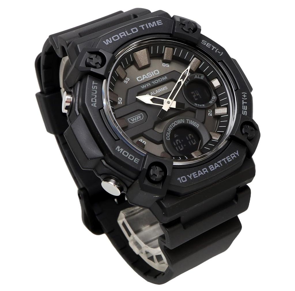 CASIO World Time Telememo Quartz Watch Inverted LCD Black Overseas Model [Casio] Analog-Digital AEQ-120W-1BV Men's [Used]