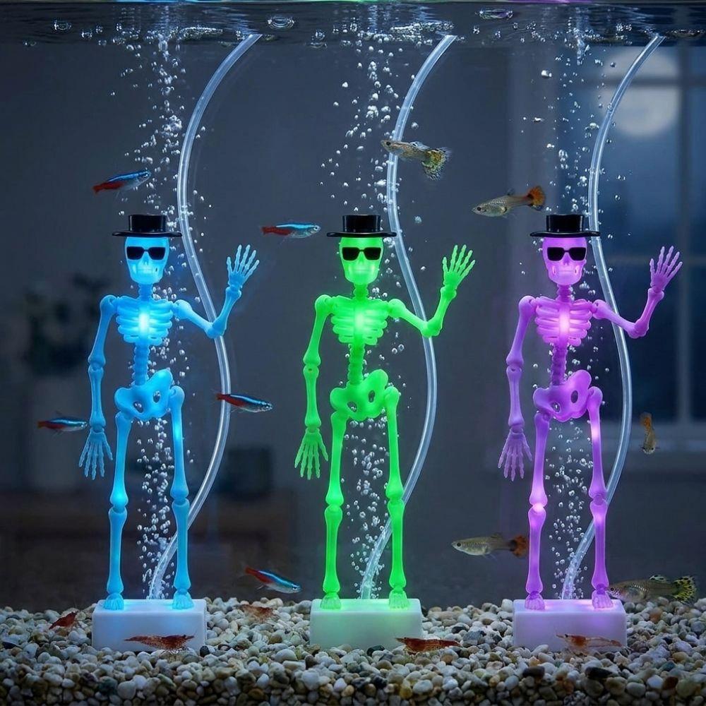 Wear Hat Sunglasses Fish Tank Dance Skull Ornament Movable Oxygen Skeleton  Aquariums Enthusiasts