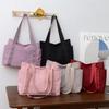 2023 Women's Japanese Solid Color Tote & Shoulder Canvas Handbag - Casual, Simple Mommy Outing Bag