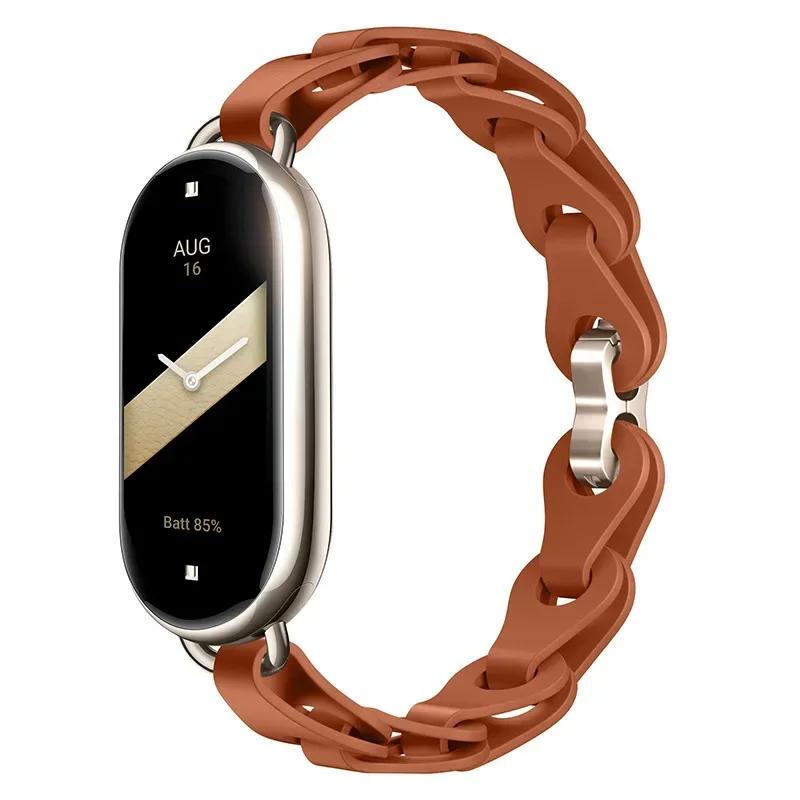 Silicone Strap for Xiaomi Mi 8 Band Chain Buckle Bracelet for Miband 8 NFC Fashion Lady Style Replacement Rubber Band Correa