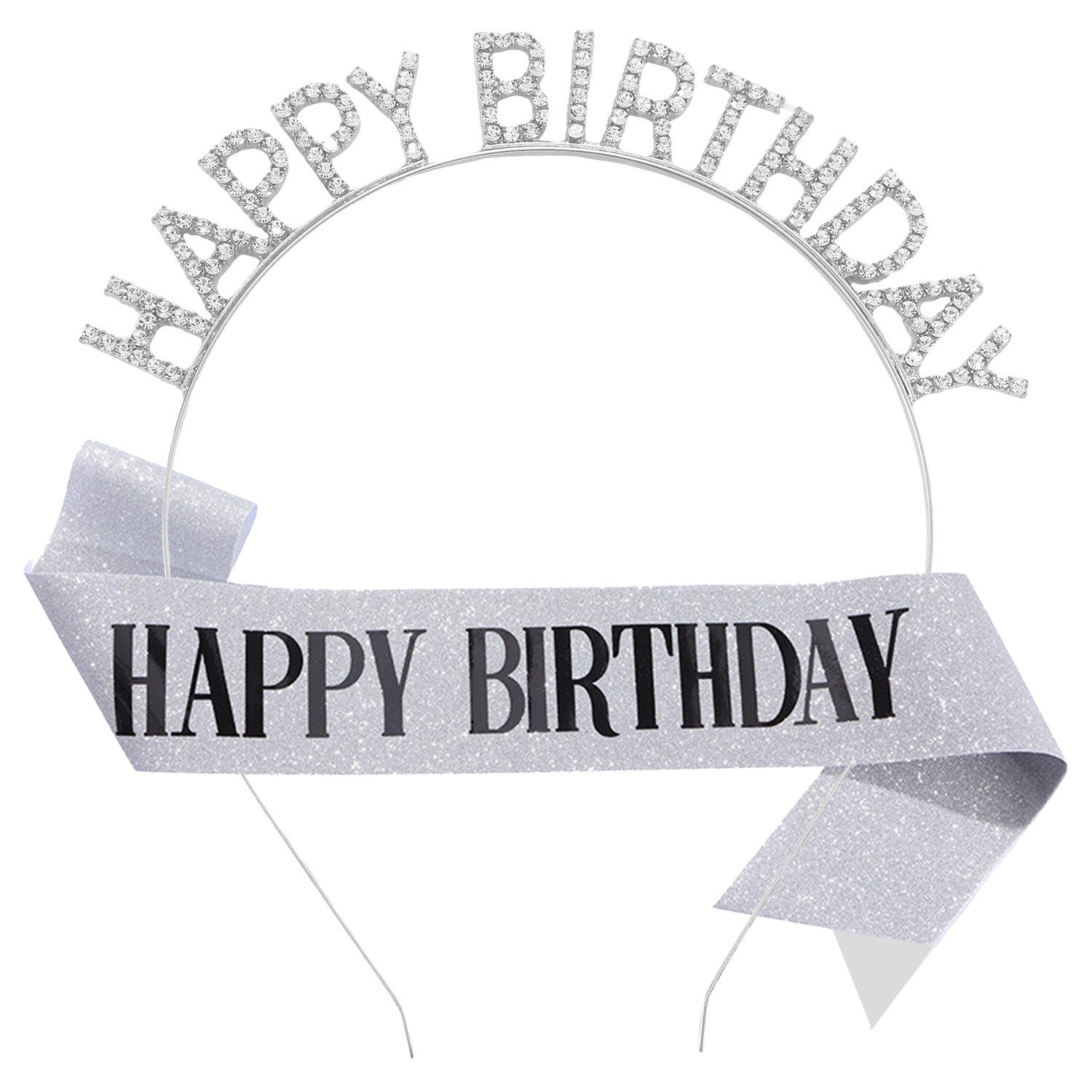 

Birthday Party HAPPY BIRTHDAY Headband, Hairpin, Ribbon, Baking Gift Girl Photo Prop Decoration 2026 17*18CM
