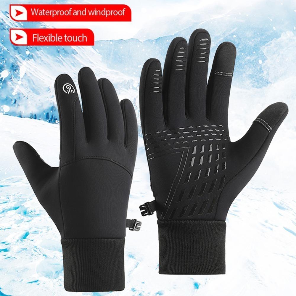 

1Pair Windproof Cycling Gloves Touch Screen Winter Gloves Durable Bicycle Gloves Outdoor Use Black-XL