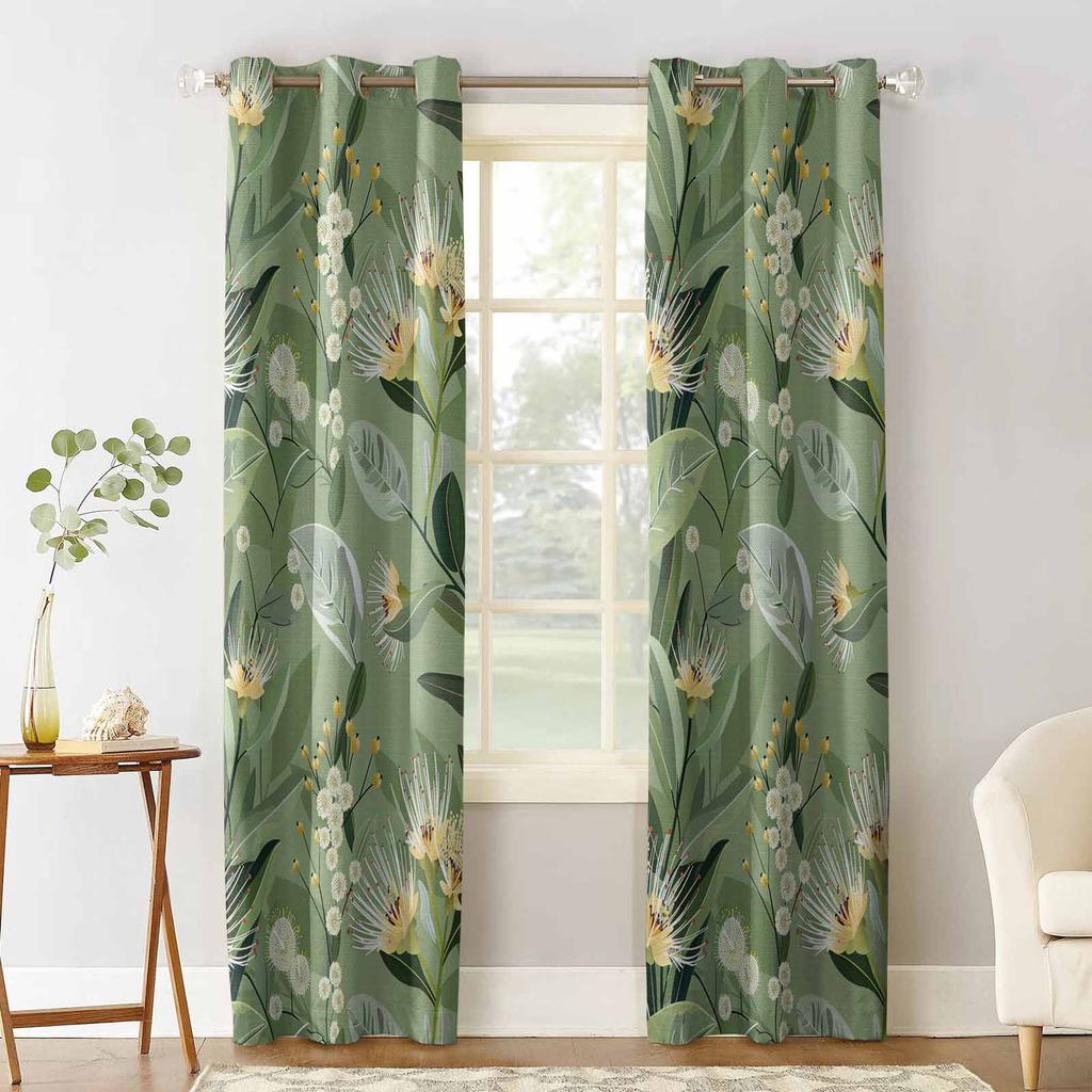 Flowers Leaves Plants Branches Blackout Curtains For Living Room Bedroom Printed Window Treatment Drapes Home Decor