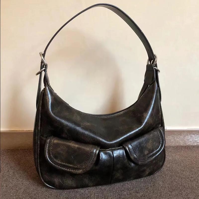 Shoulder Bags Women Solid Color All-match Simple Multifunction Handbags Large Capacity Underarm Bags