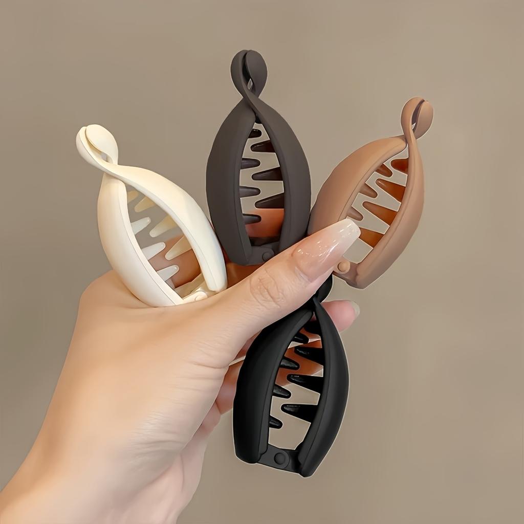 3/4pcs Curved Ponytail Hair Clip Set Matte Plastic Women'S Styling Hairpins Easy-To-Use Additions for Daily Commute