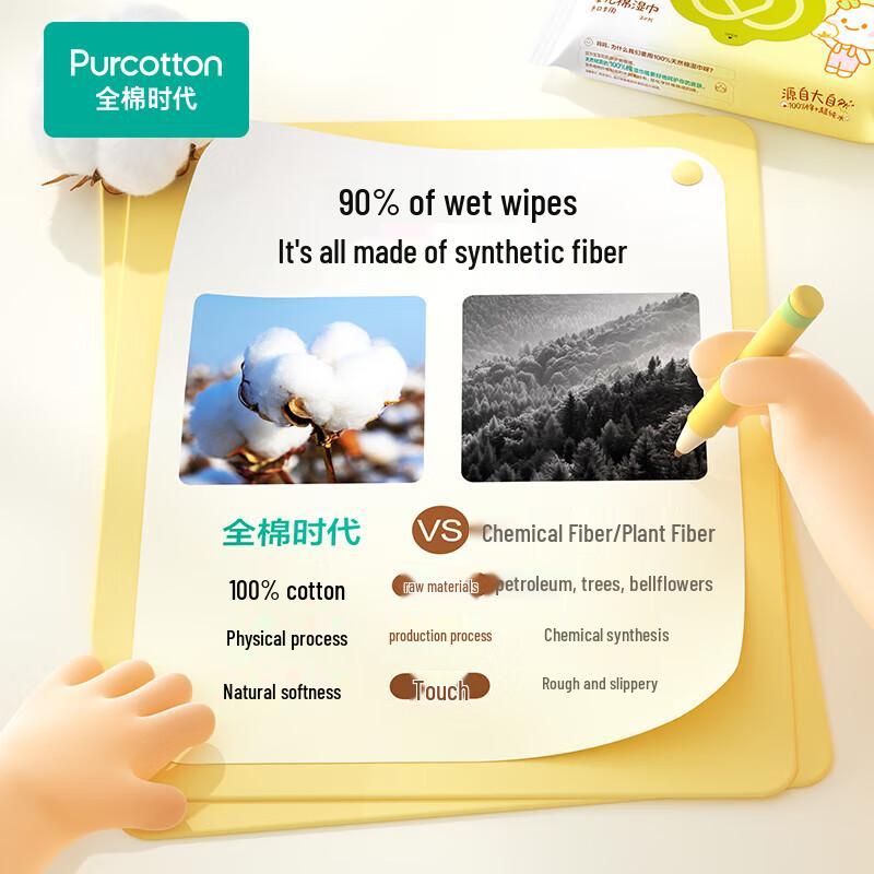 PurCotton 100% Cotton Baby Hand & Mouth Wipes