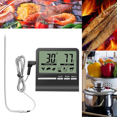 Digitales Küchenthermometer Fleisch Lebensmittel Temperaturtester für Ofen BBQ Grill Timerfunktion mit Sonde Fleischhitzemesser