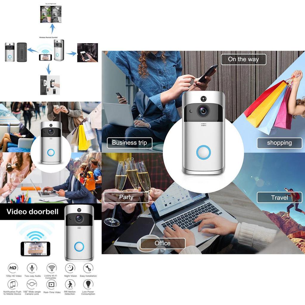 Smart Low Power Wifi Wireless Video Doorbell With Voice Intercom And Mobile Monitoring