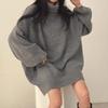 Winter Casual Knitting Long Sleeve Solid Color Baggy Pullovers Korean Fashion Women Chic Turtleneck Warm Sexy Sweater