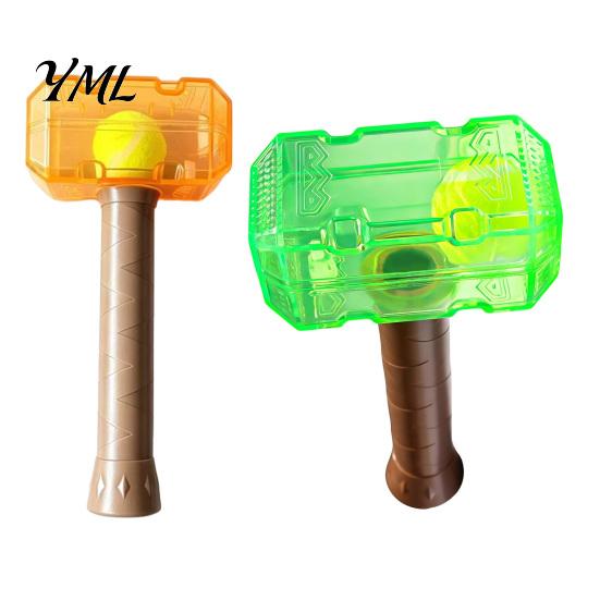 Dog Chew Toys for Medium Large Dogs 2Pcs Squeaky Hammer with Tennis Ball Inside, Interactive Fetch Toys, Unique Shaped Toy Rubber Indoor Outdoor Play